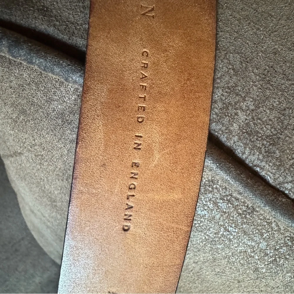 Cole Haan brown rustic stitch leather belt Size 34 Crafted in England